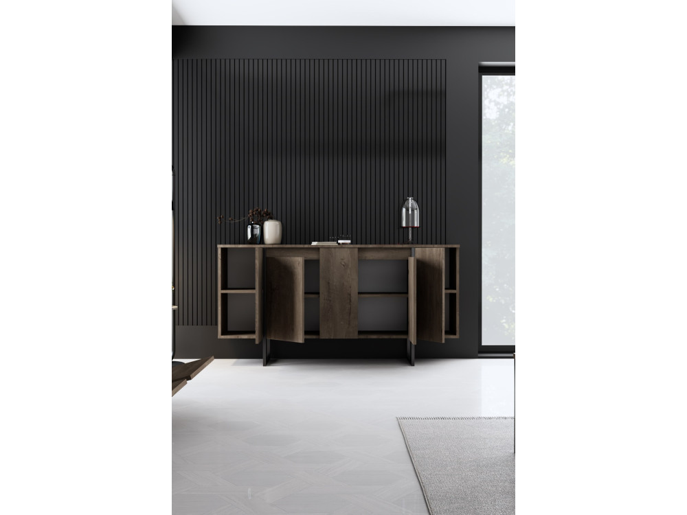 Buffet en bois "Luxe" - 160 x 35 x 80 cm - Noyer Noir