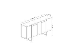 Buffet en bois "Luxe" - 160 x 35 x 80 cm - Anthracite Doré