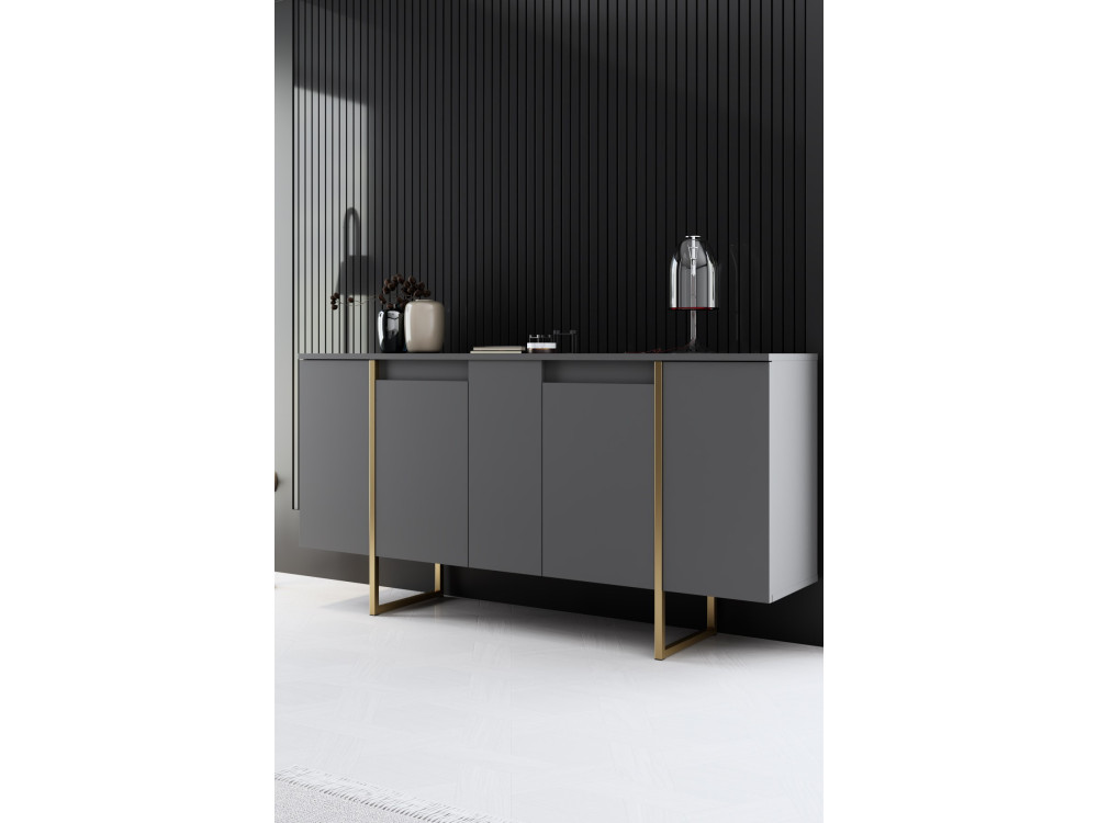 Buffet en bois "Luxe" - 160 x 35 x 80 cm - Anthracite Doré