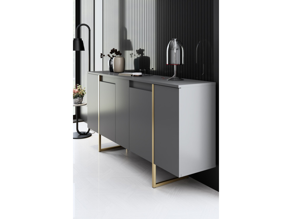 Buffet en bois "Luxe" - 160 x 35 x 80 cm - Anthracite Doré