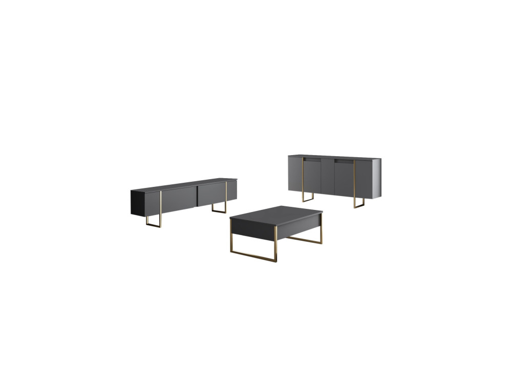 Buffet en bois "Luxe" - 160 x 35 x 80 cm - Anthracite Doré