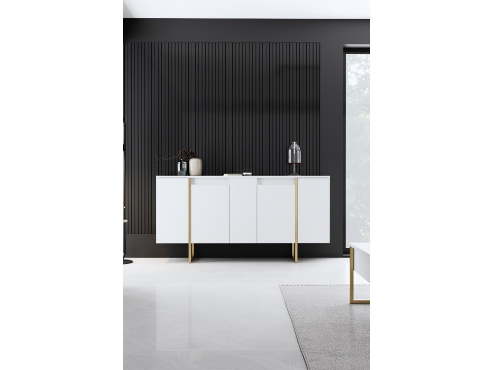 Buffet en bois "Luxe" - 160 x 35 x 80 cm - Or blanc