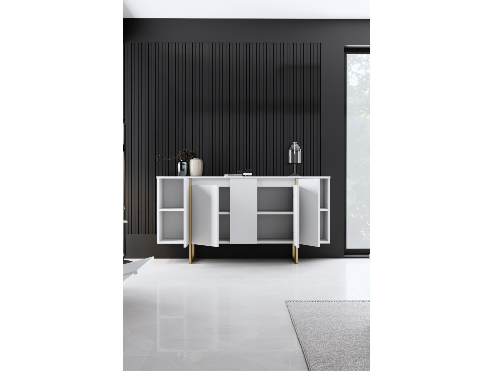 Buffet en bois "Luxe" - 160 x 35 x 80 cm - Or blanc