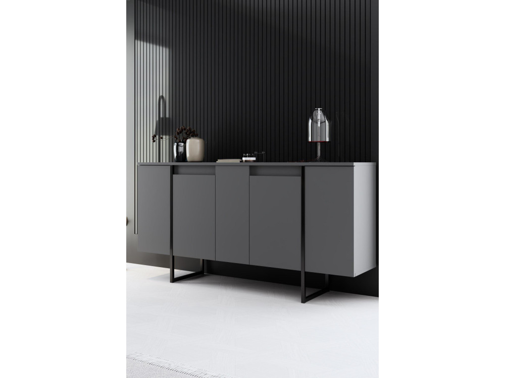 Buffet en bois "Luxe" - 160 x 35 x 80 cm - Gris anthracite