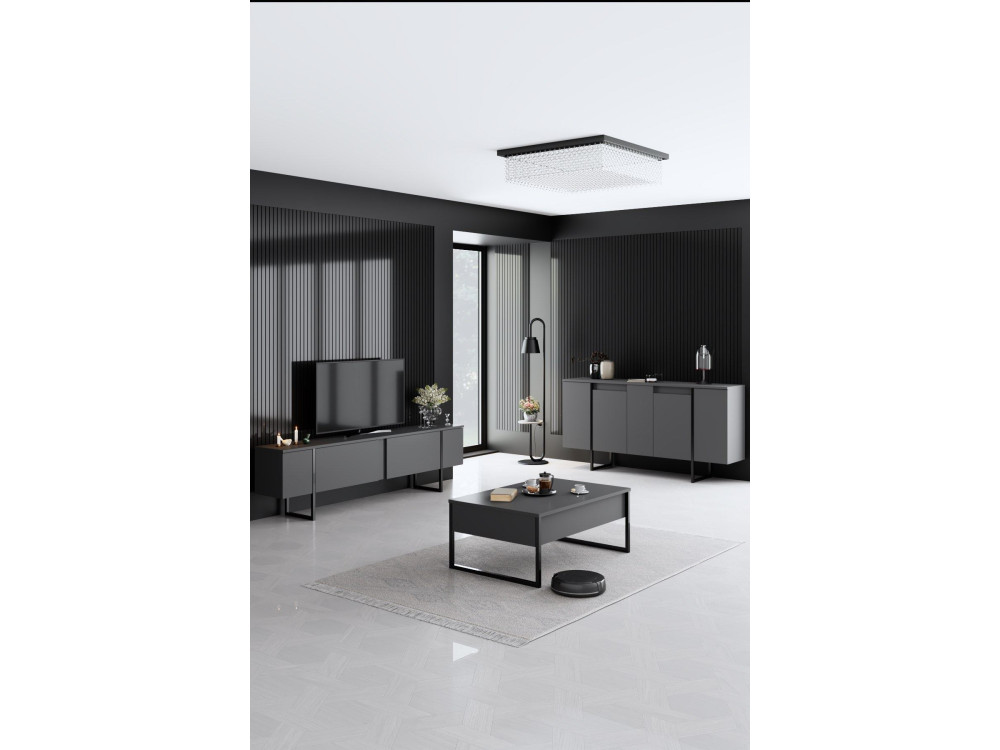 Buffet en bois "Luxe" - 160 x 35 x 80 cm - Gris anthracite