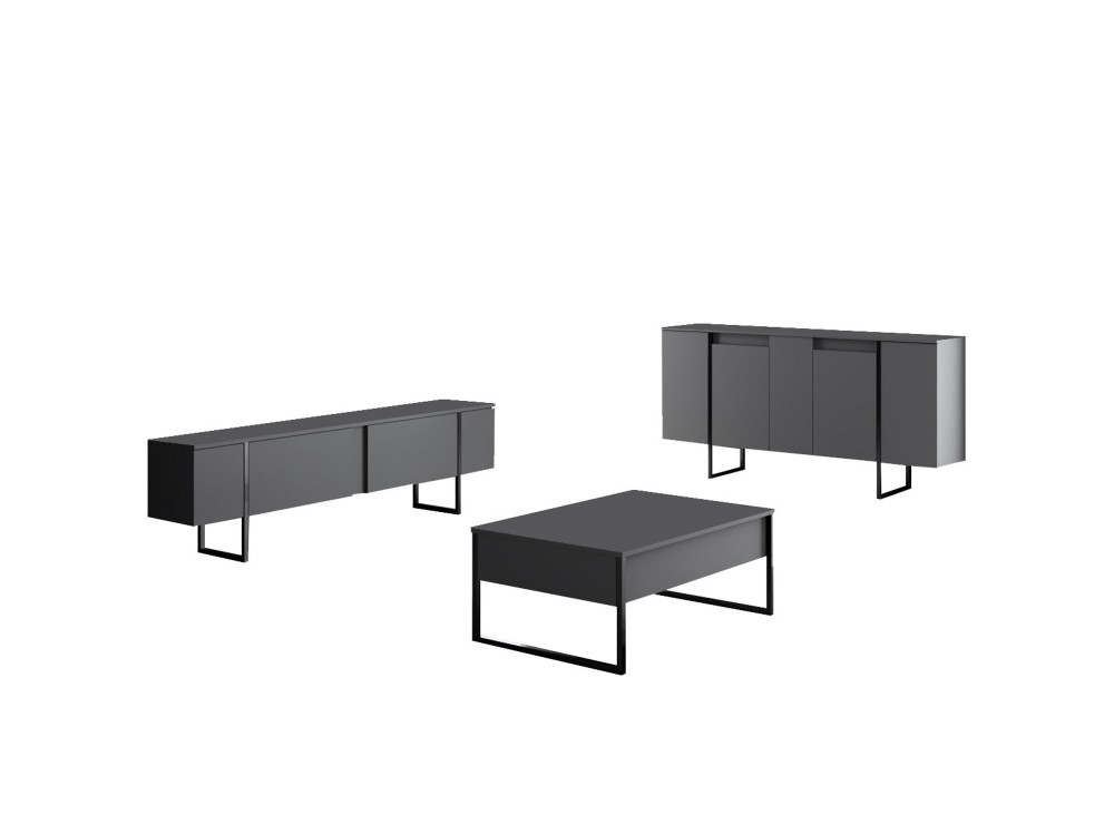 Buffet en bois "Luxe" - 160 x 35 x 80 cm - Gris anthracite