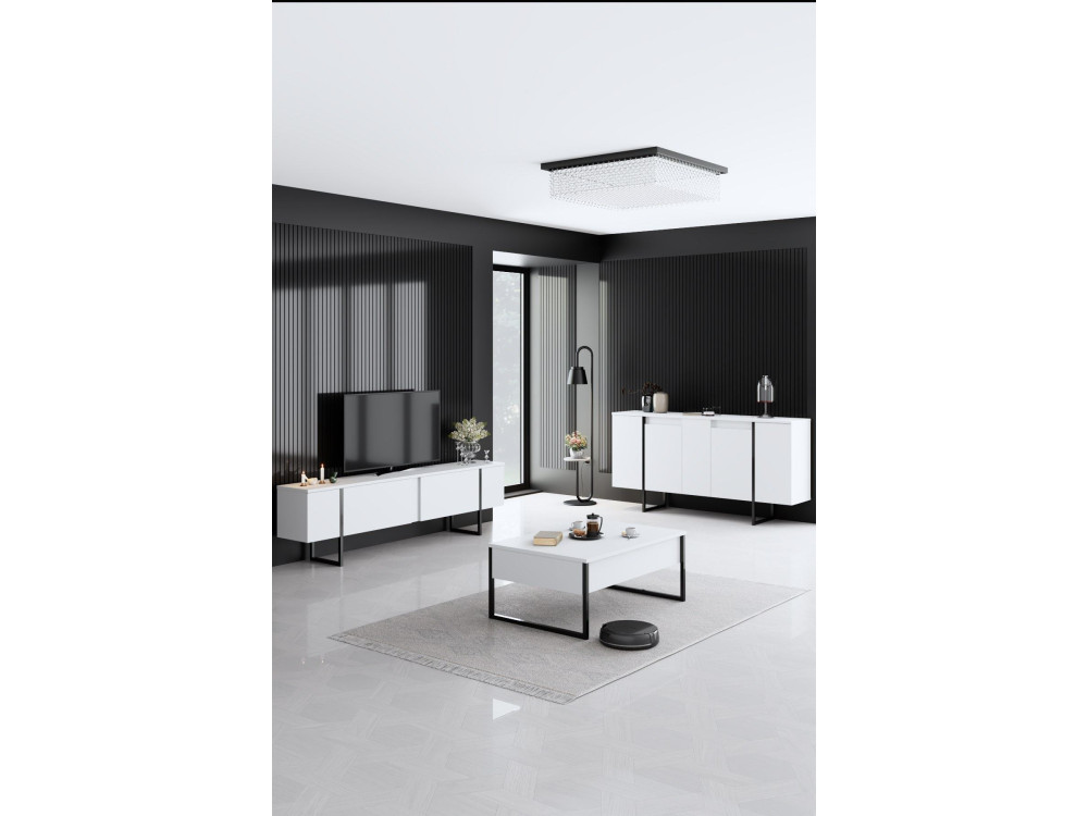 Buffet en bois "Luxe" - 160 x 35 x 80 cm - Blanc