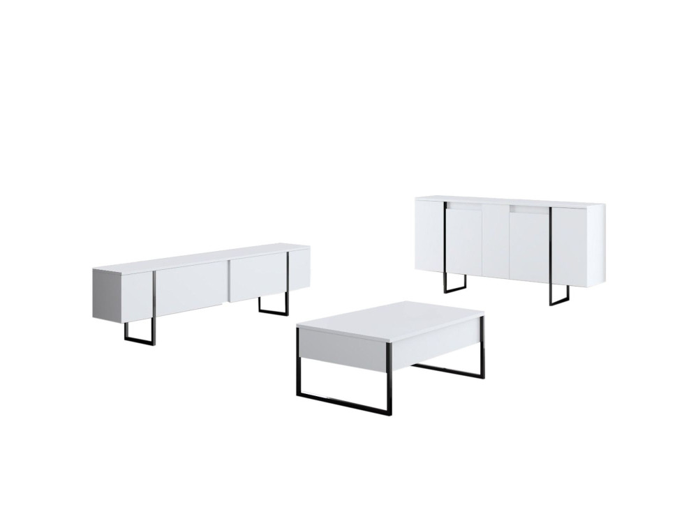 Buffet en bois "Luxe" - 160 x 35 x 80 cm - Blanc