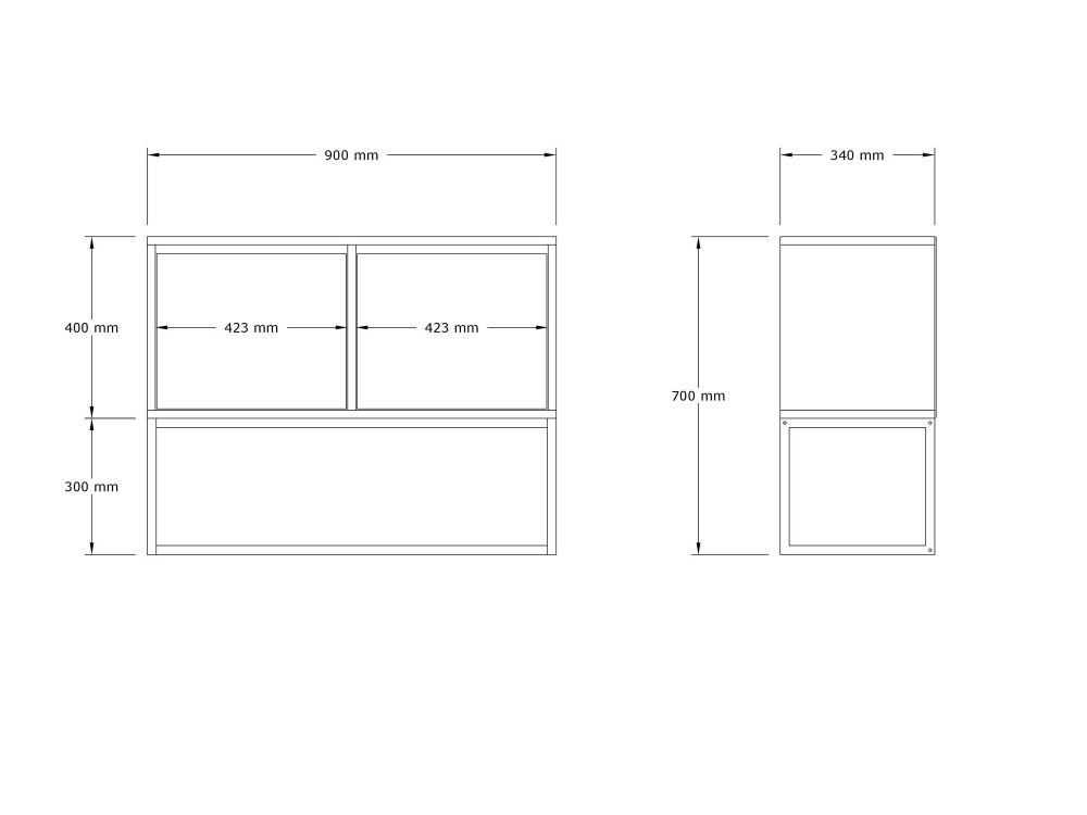 Buffet en bois "Zermat" - 90 x 34 x 70 cm - Travertin