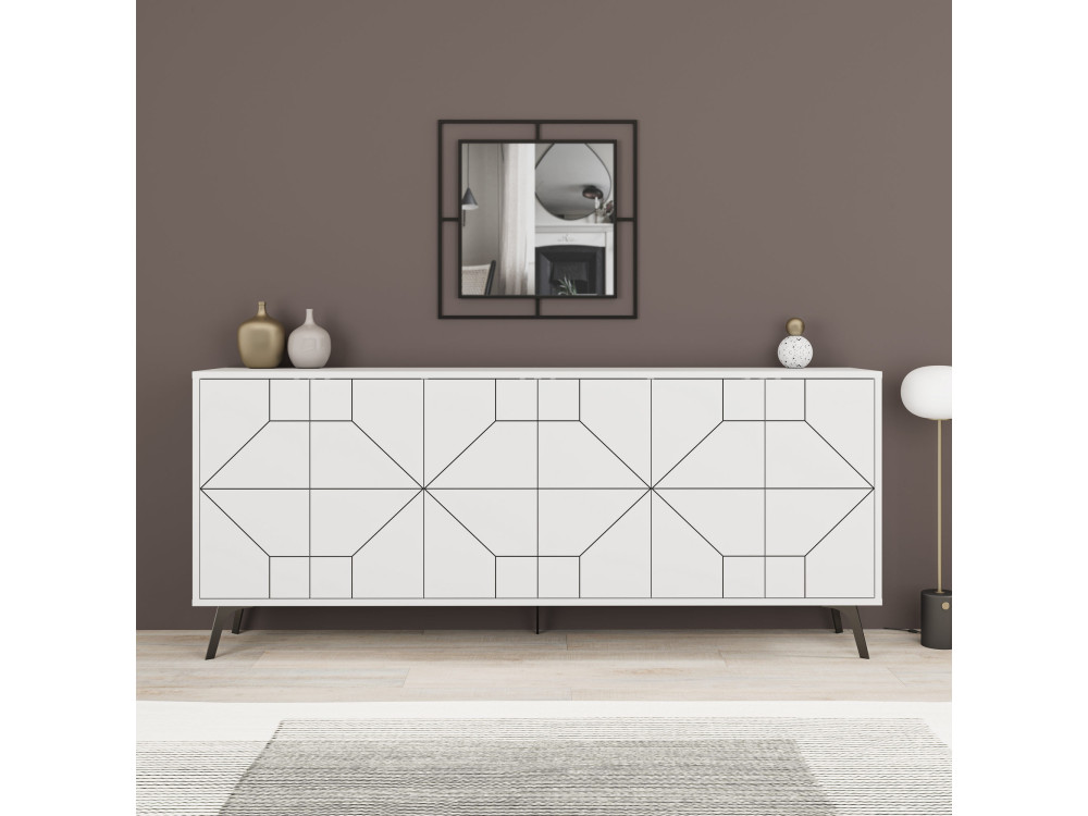 Buffet en bois "Dune" - 184 x 35 x 77 cm - Blanc