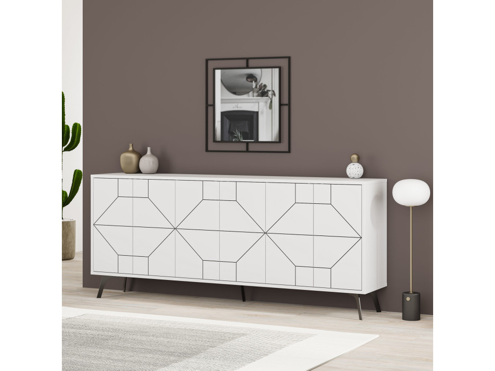 Buffet en bois "Dune" - 184 x 35 x 77 cm - Blanc