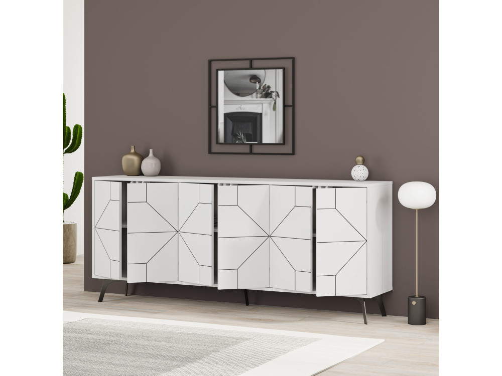 Buffet en bois "Dune" - 184 x 35 x 77 cm - Blanc