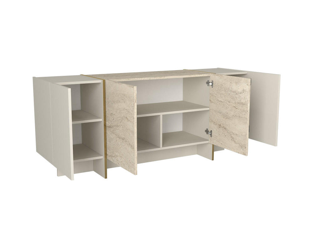 Buffet en bois "Veyron" - 180 x 46 x 75 cm - Travertin, Grès