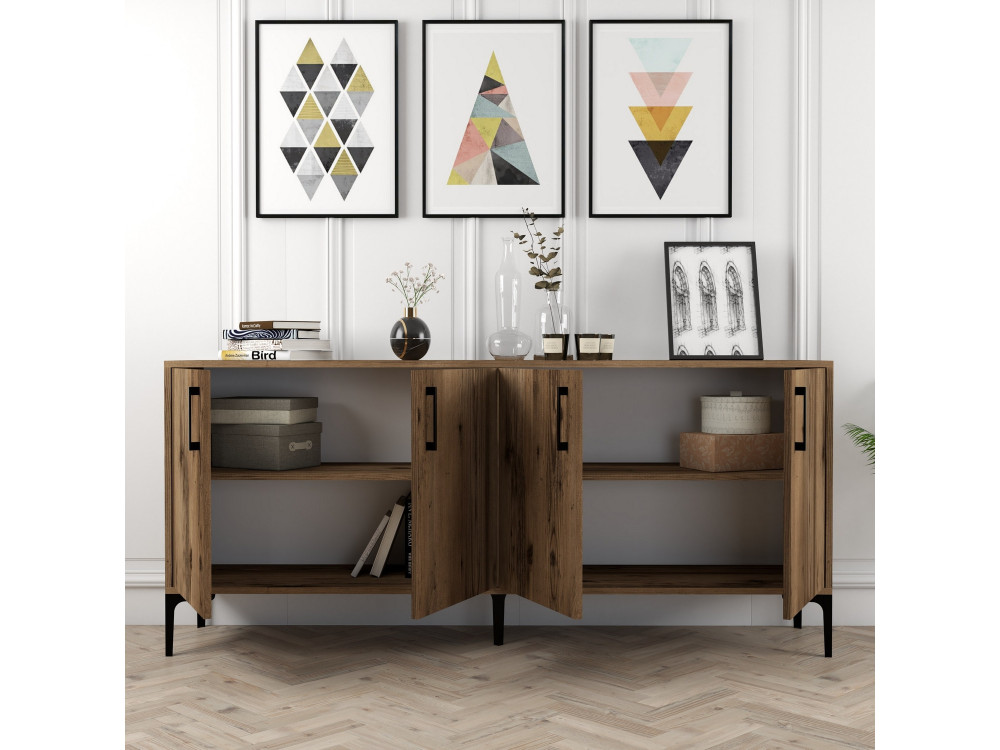 Buffet en bois "Kiev" - 180 x 35 x 78 cm - Noyer