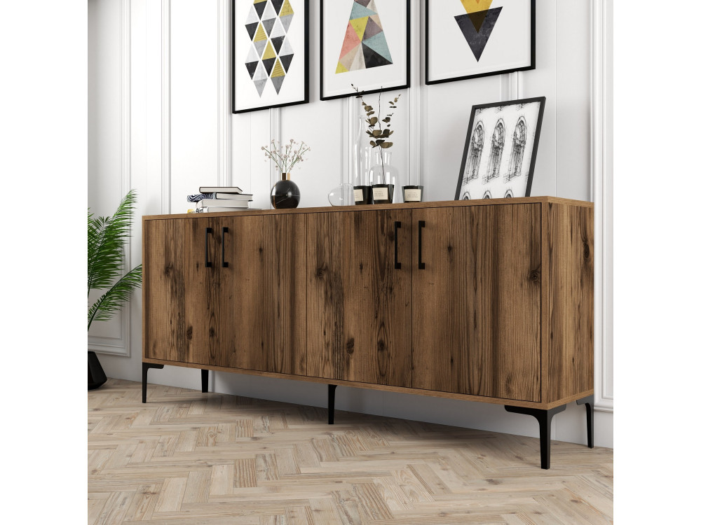 Buffet en bois "Kiev" - 180 x 35 x 78 cm - Noyer