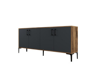 Buffet en bois "Kiev" - 180 x 35 x 78 cm - Gris anthracite