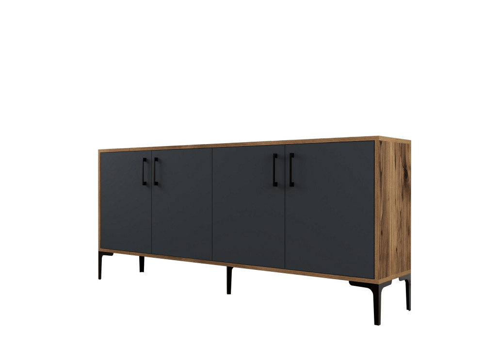 Buffet en bois "Kiev" - 180 x 35 x 78 cm - Gris anthracite