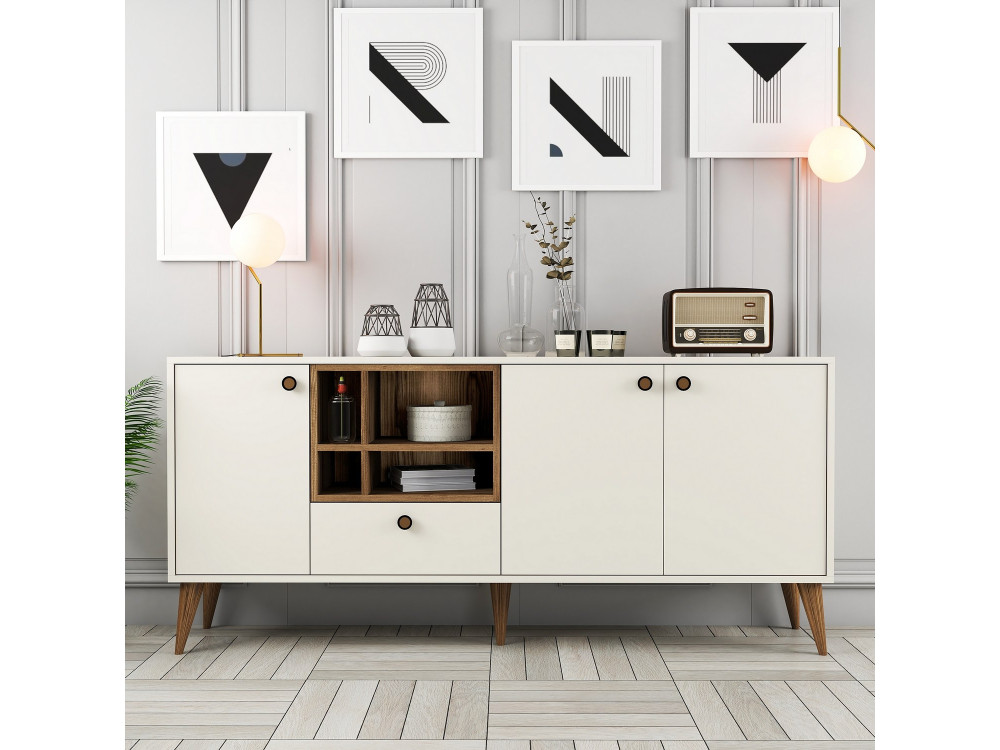 Buffet en bois "Napoli" - 180 x 35 x 81 cm - Crème