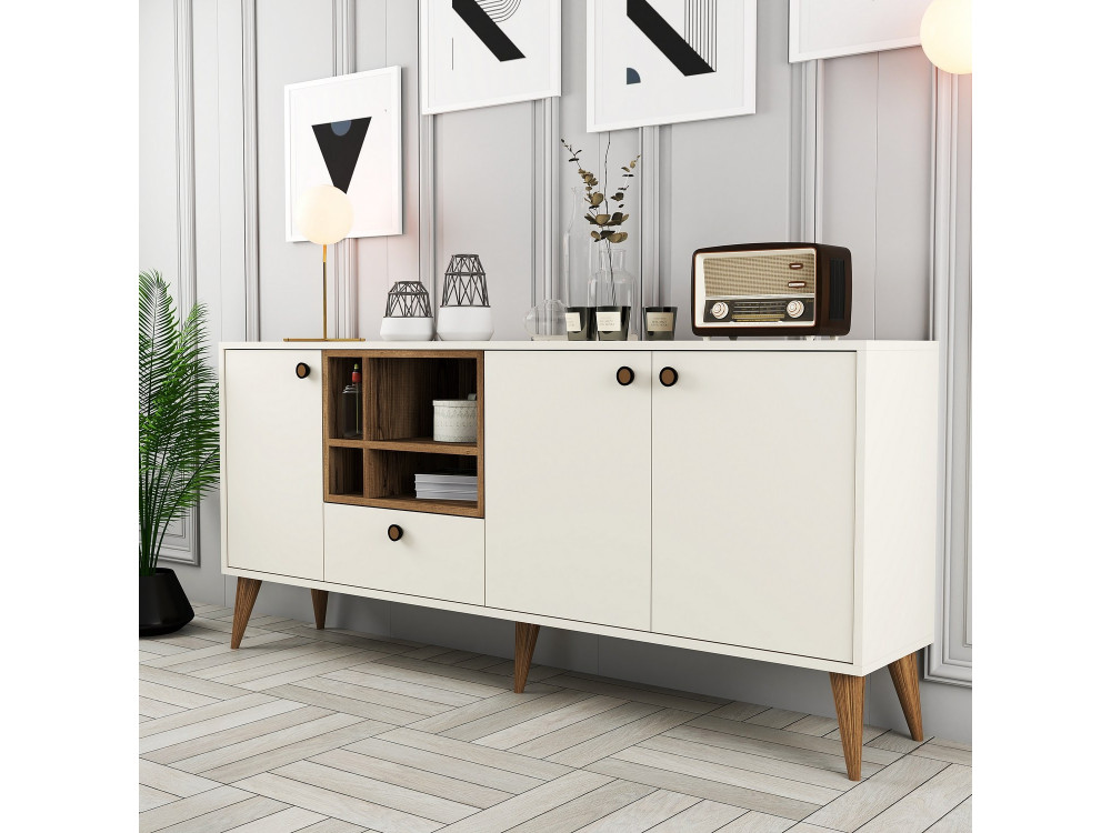Buffet en bois "Napoli" - 180 x 35 x 81 cm - Crème