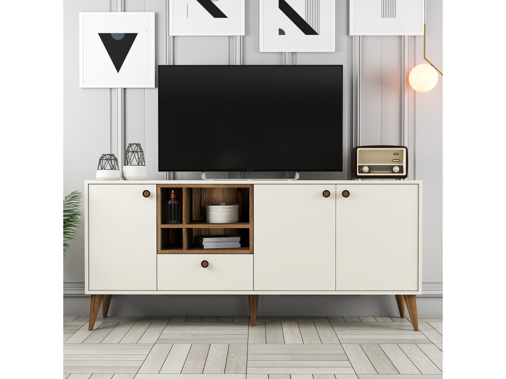 Buffet en bois "Napoli" - 180 x 35 x 81 cm - Crème