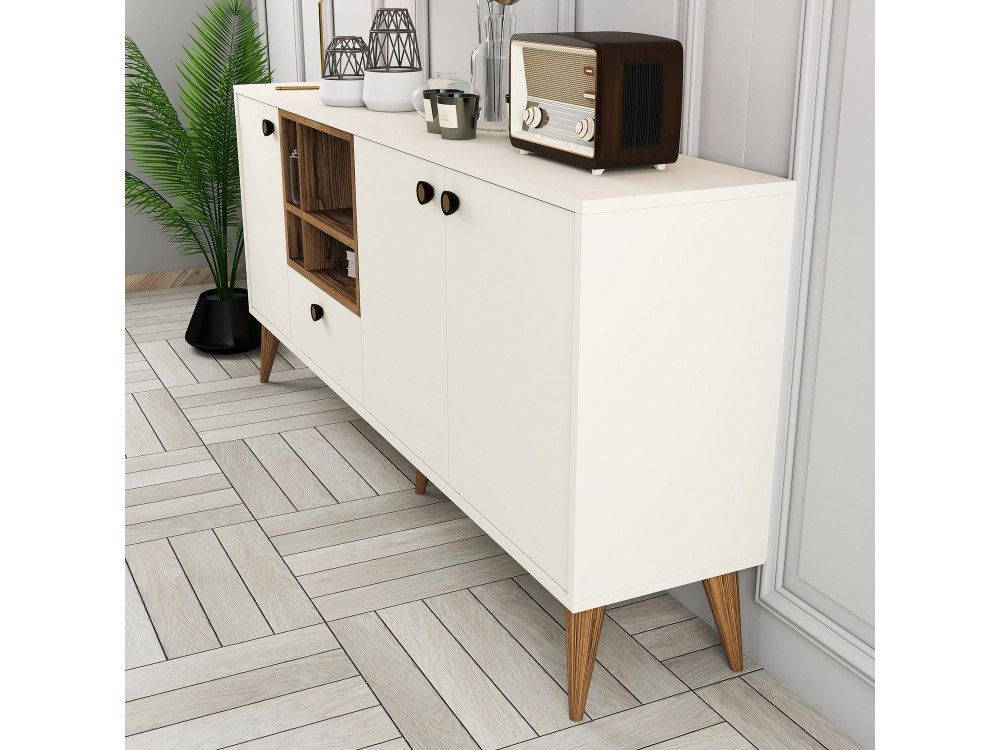 Buffet en bois "Napoli" - 180 x 35 x 81 cm - Crème