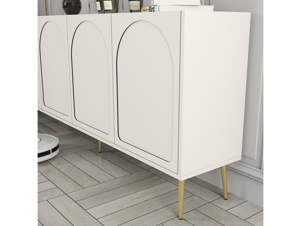 Buffet en bois "Lyon" - 180 x 35 x 80 cm - Crème, Or