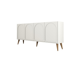 Buffet en bois "Lyon" - 180 x 35 x 81 cm - Crème, Noyer