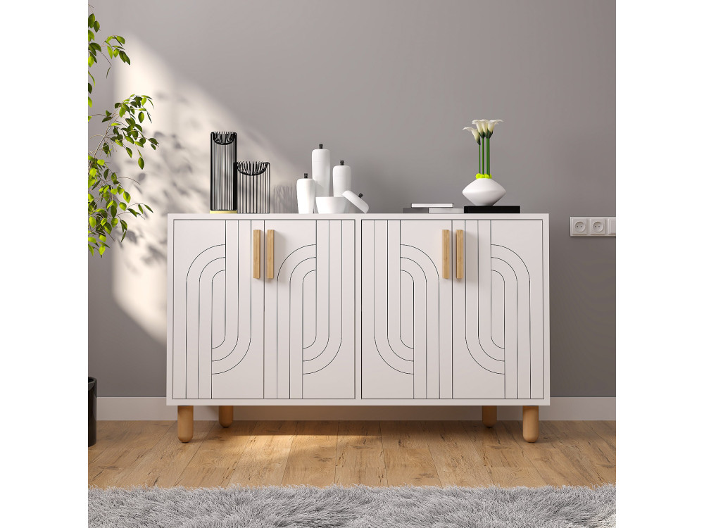 Buffet en bois "Rodney" - 120 x 29 x 73 cm - Blanc