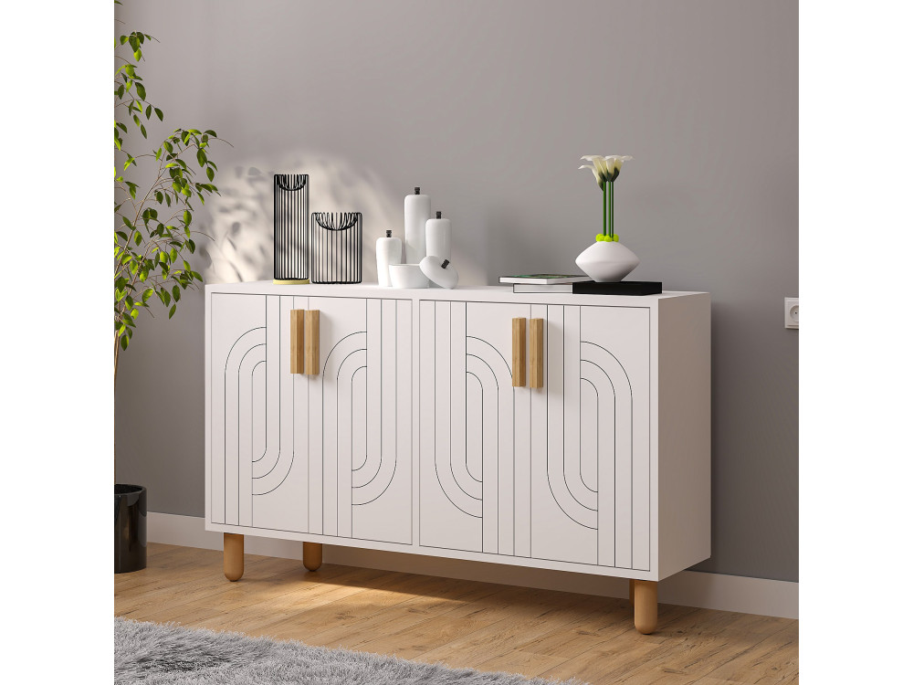 Buffet en bois "Rodney" - 120 x 29 x 73 cm - Blanc