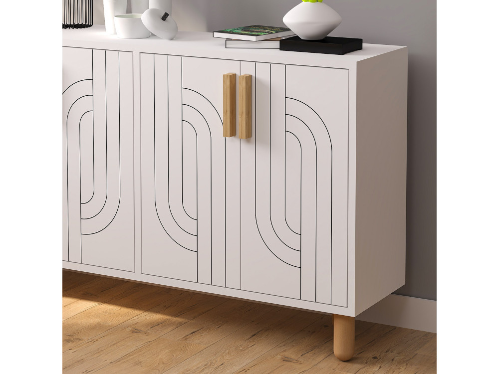 Buffet en bois "Rodney" - 120 x 29 x 73 cm - Blanc