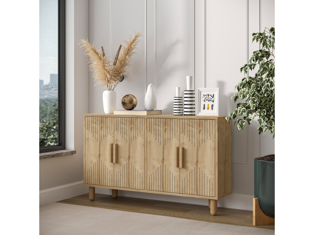 Buffet en bois "Roger" - 120 x 29 x 73 cm - Chêne Saphir