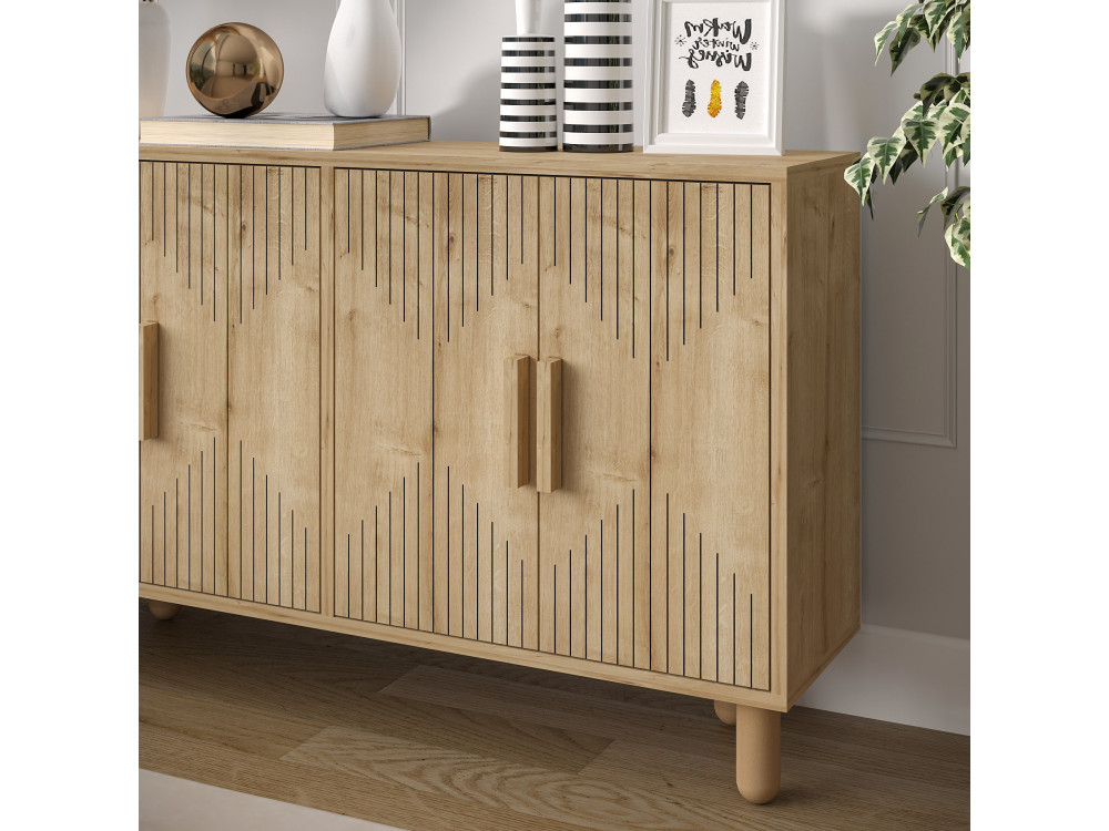 Buffet en bois "Roger" - 120 x 29 x 73 cm - Chêne Saphir