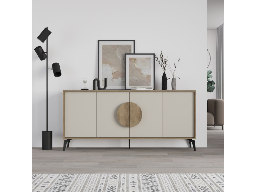 Buffet en bois "Gora Wide" - 180 x 36 x 82 cm - Crème
