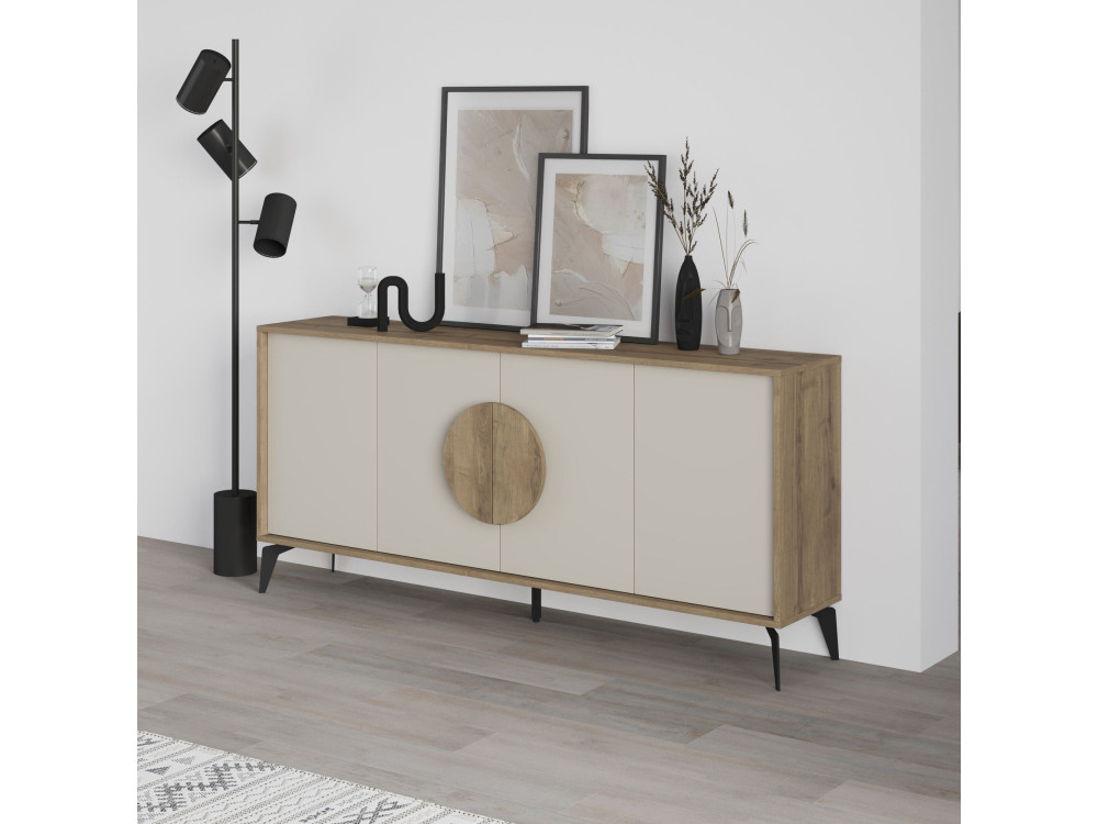 Buffet en bois "Gora Wide" - 180 x 36 x 82 cm - Crème