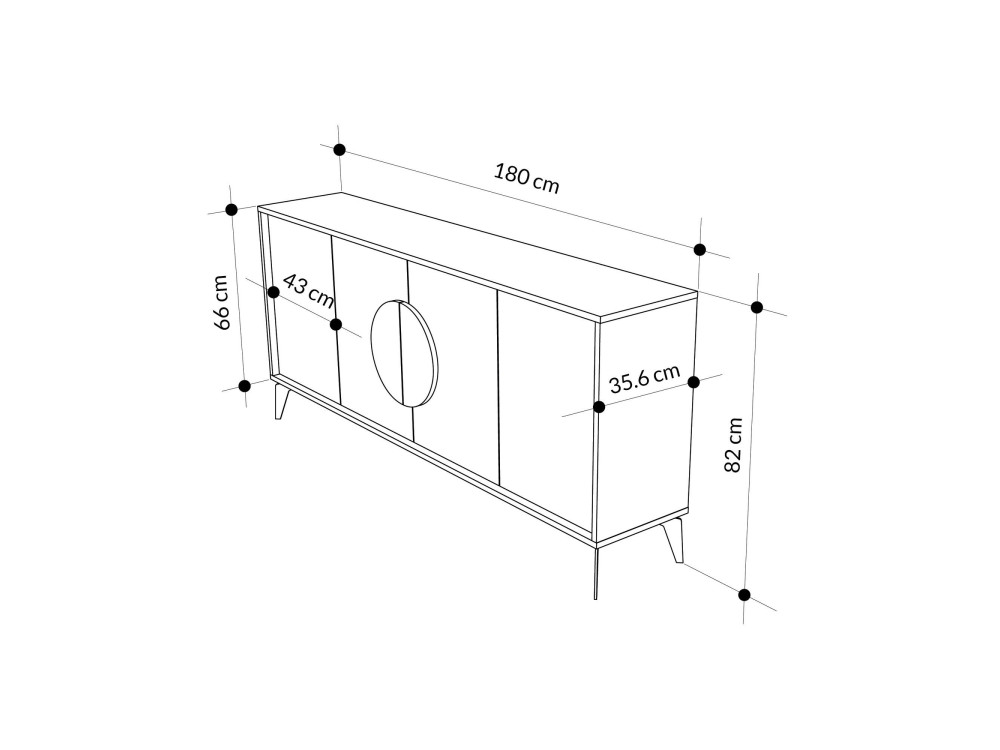Buffet en bois "Gora Wide" - 180 x 36 x 82 cm - Marron