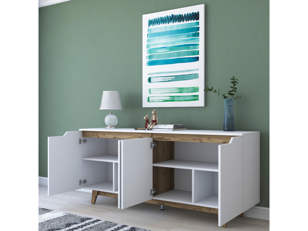 Buffet en bois "Gondol" - 180 x 45 x 79 cm - Blanc