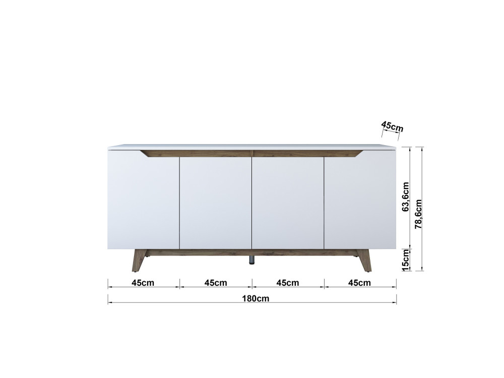 Buffet en bois "Gondol" - 180 x 45 x 79 cm - Blanc