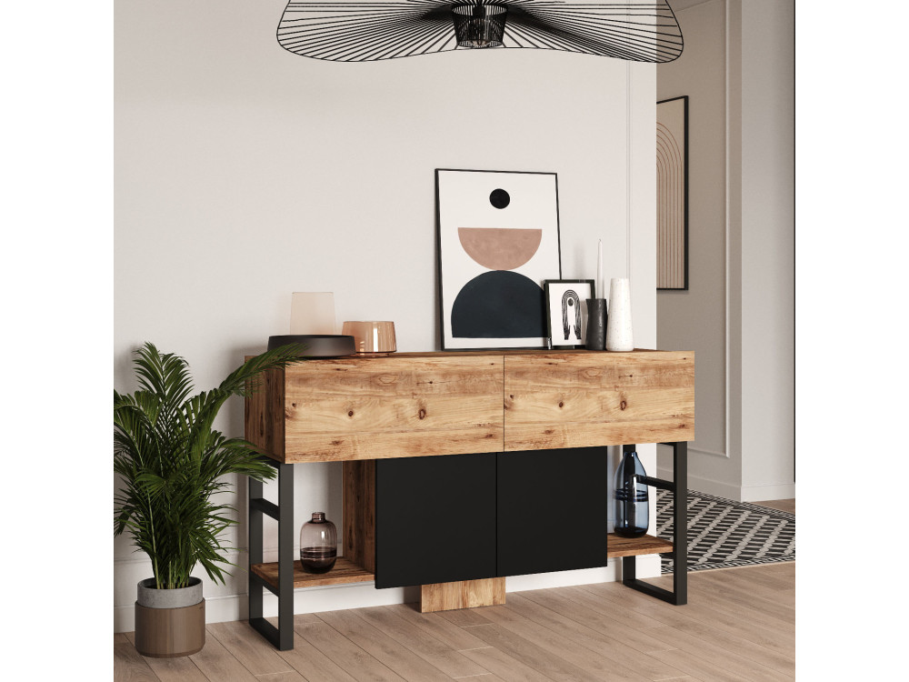 Buffet en bois "Mel" - 140 x 43 x 84 cm - Beige