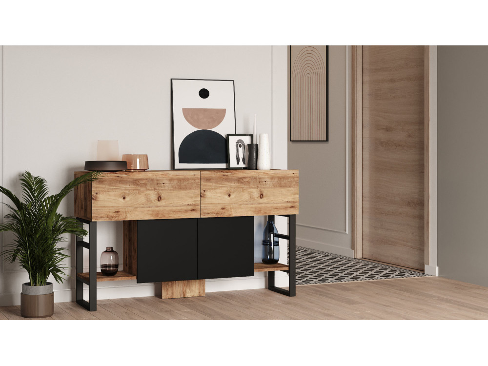 Buffet en bois "Mel" - 140 x 43 x 84 cm - Beige