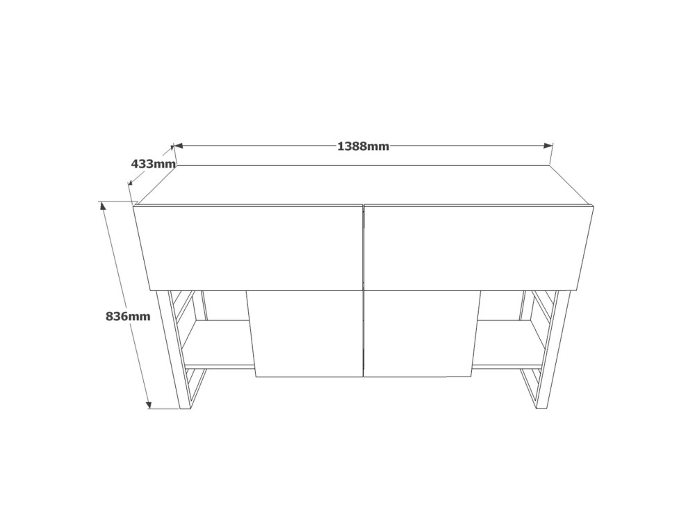 Buffet en bois "Mel" - 140 x 43 x 84 cm - Beige