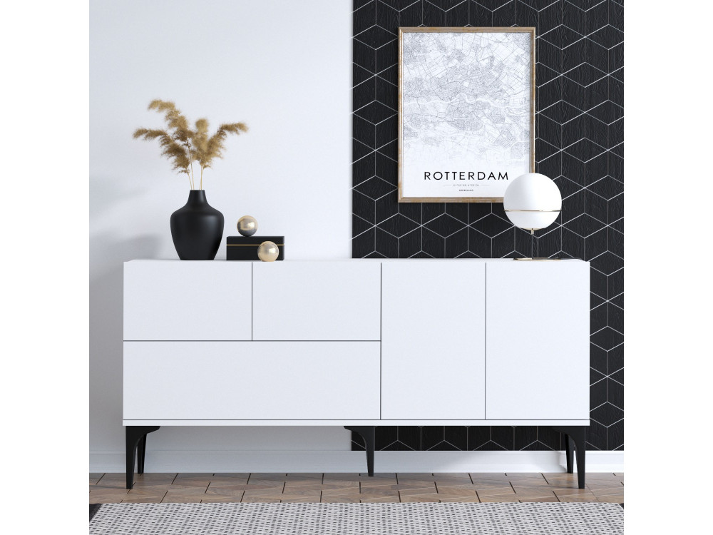 Buffet en bois "Ginny" - 150 x 35 x 75 cm - Blanc