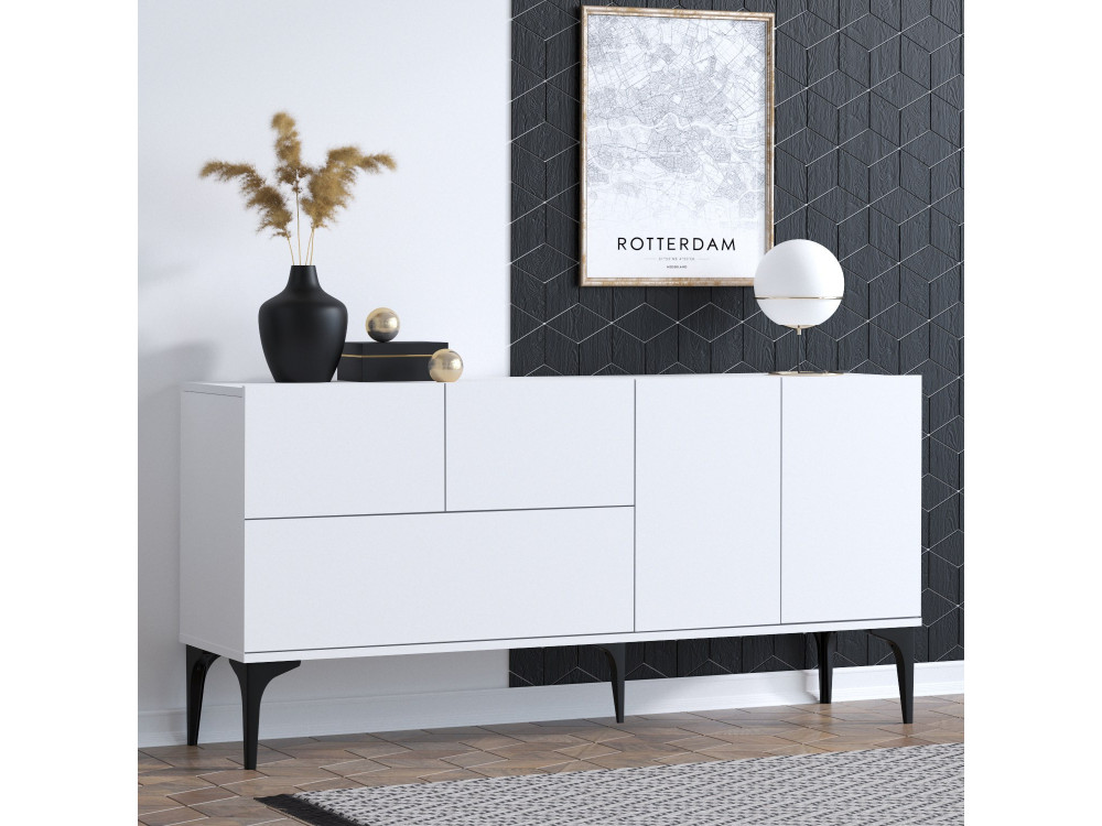 Buffet en bois "Ginny" - 150 x 35 x 75 cm - Blanc