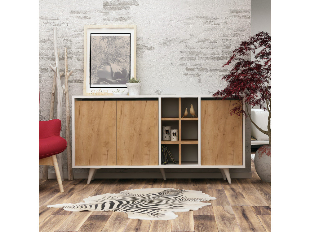 Buffet en bois "Prava" - 140 x 40 x 86 cm - Marron