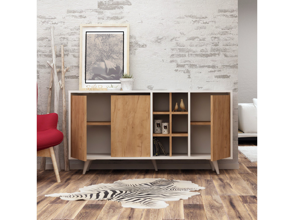 Buffet en bois "Prava" - 140 x 40 x 86 cm - Marron
