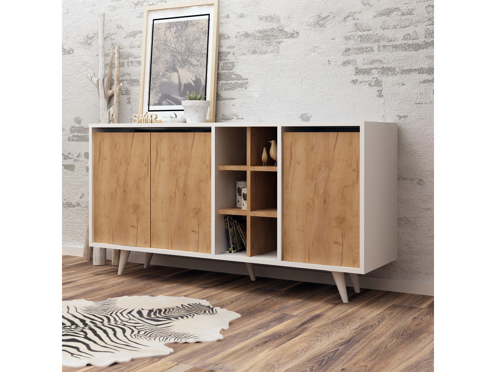 Buffet en bois "Prava" - 140 x 40 x 86 cm - Marron