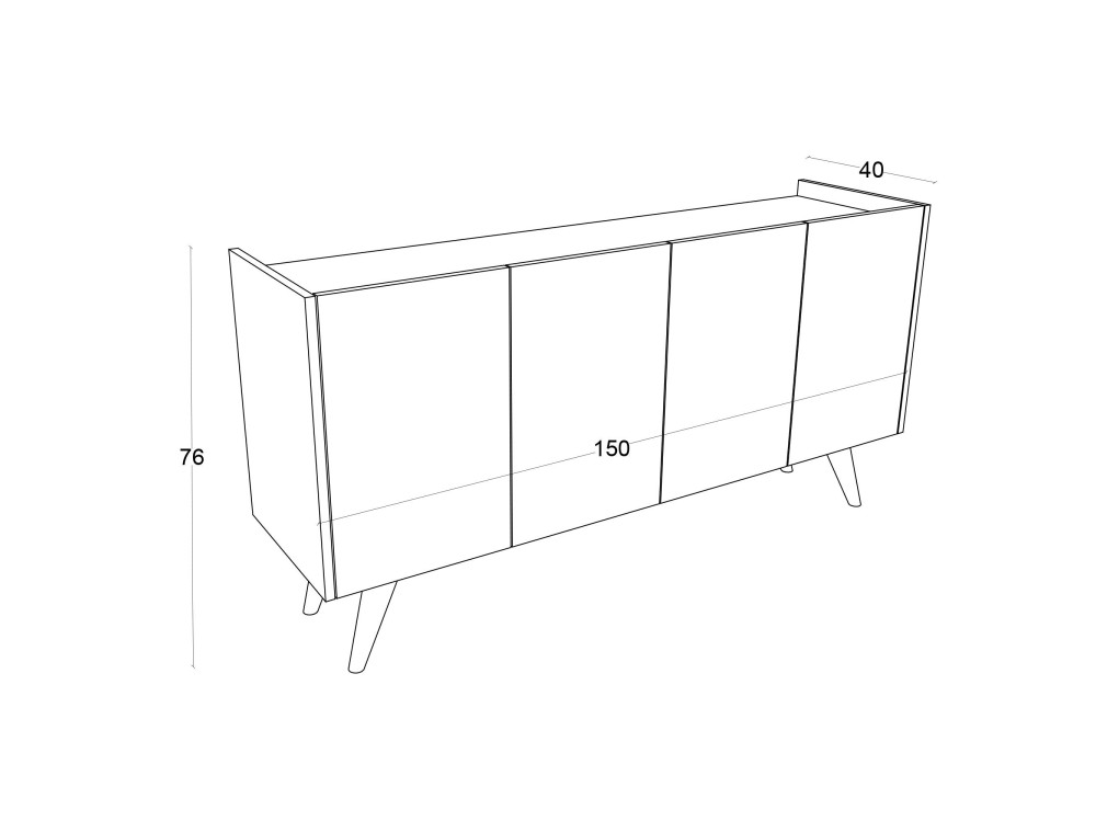 Buffet en bois "Pekin" - 150 x 40 x 76 cm - Marron