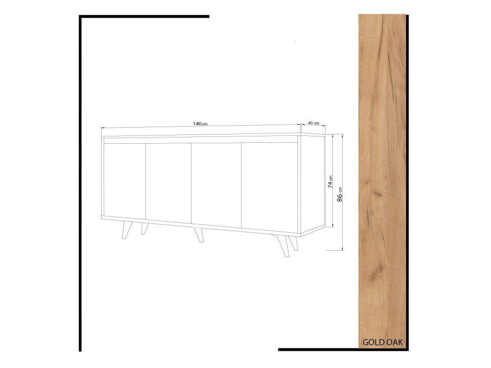 Buffet en bois "Nossa" - 140 x 40 x 86 cm - Marron