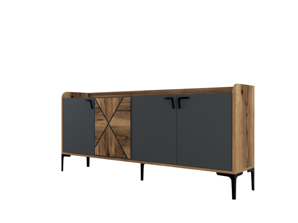 Buffet en bois "Venedik" - 180 x 35 x 78 cm - Gris anthracite