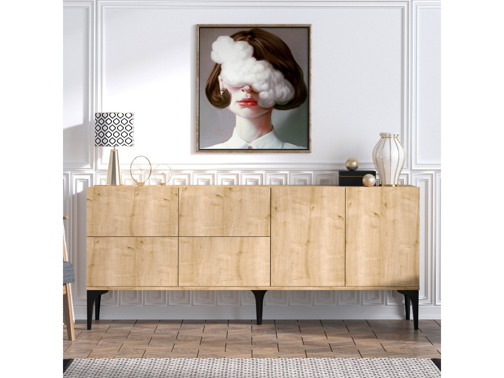 Buffet en bois "Laika" - 180 x 40 x 80 cm - Beige