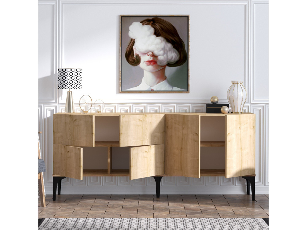 Buffet en bois "Laika" - 180 x 40 x 80 cm - Beige